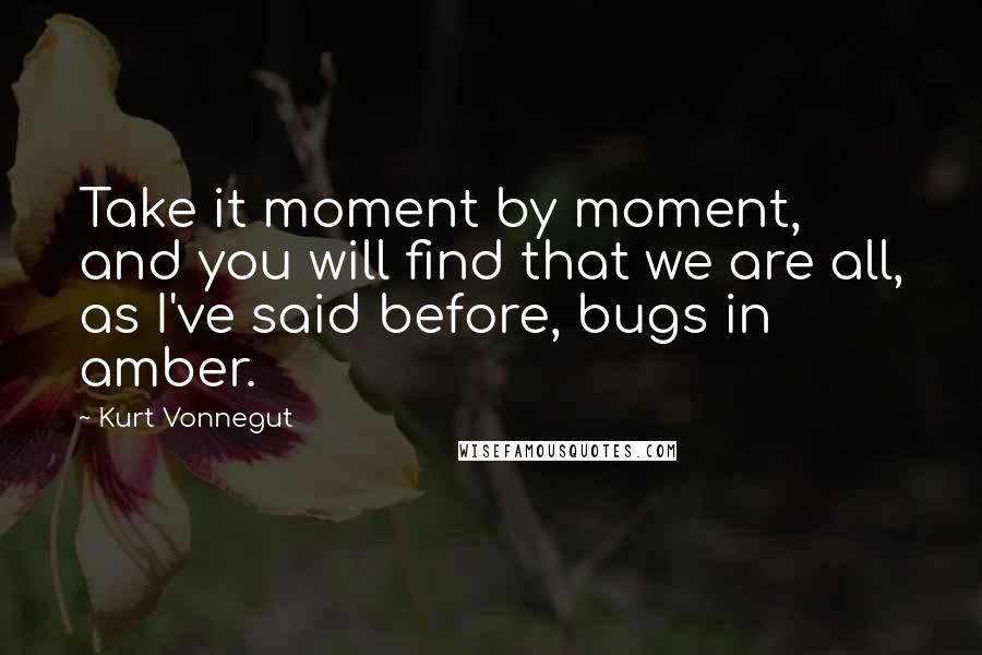 Kurt Vonnegut Quotes: Take it moment by moment, and you will find that we are all, as I've said before, bugs in amber.