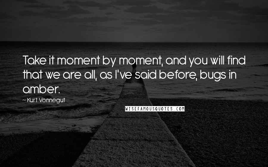 Kurt Vonnegut Quotes: Take it moment by moment, and you will find that we are all, as I've said before, bugs in amber.