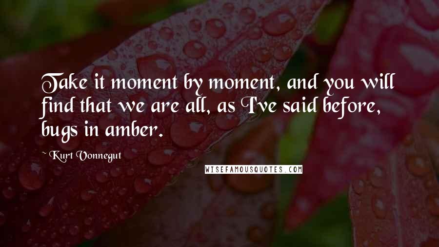 Kurt Vonnegut Quotes: Take it moment by moment, and you will find that we are all, as I've said before, bugs in amber.