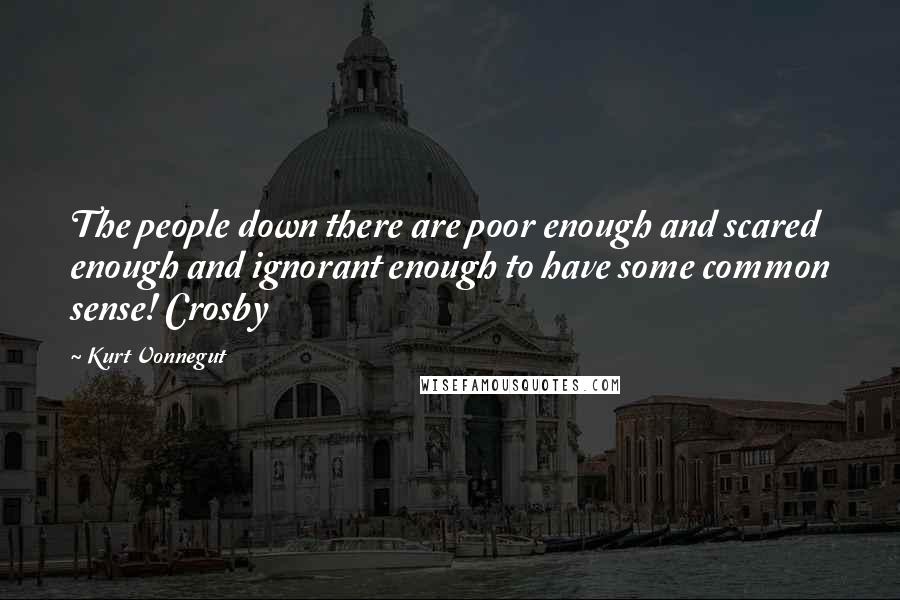 Kurt Vonnegut Quotes: The people down there are poor enough and scared enough and ignorant enough to have some common sense! Crosby