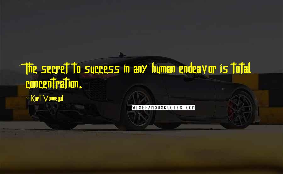Kurt Vonnegut Quotes: The secret to success in any human endeavor is total concentration.