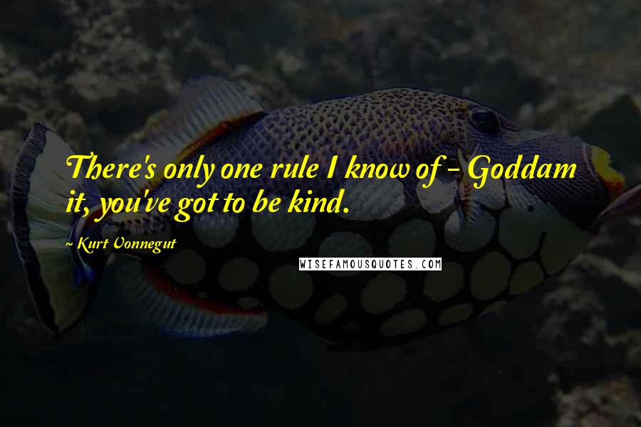 Kurt Vonnegut Quotes: There's only one rule I know of - Goddam it, you've got to be kind.