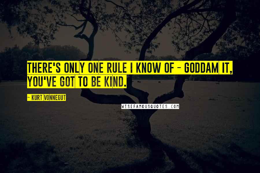 Kurt Vonnegut Quotes: There's only one rule I know of - Goddam it, you've got to be kind.