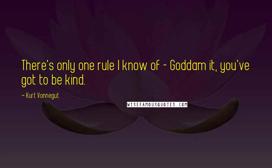 Kurt Vonnegut Quotes: There's only one rule I know of - Goddam it, you've got to be kind.