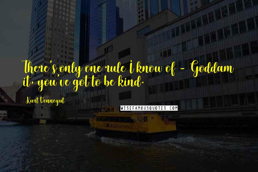 Kurt Vonnegut Quotes: There's only one rule I know of - Goddam it, you've got to be kind.