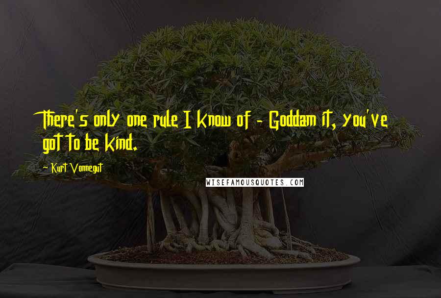 Kurt Vonnegut Quotes: There's only one rule I know of - Goddam it, you've got to be kind.