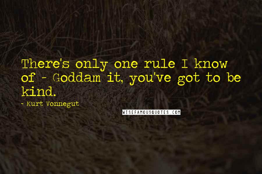 Kurt Vonnegut Quotes: There's only one rule I know of - Goddam it, you've got to be kind.