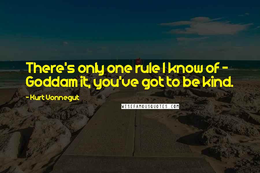 Kurt Vonnegut Quotes: There's only one rule I know of - Goddam it, you've got to be kind.