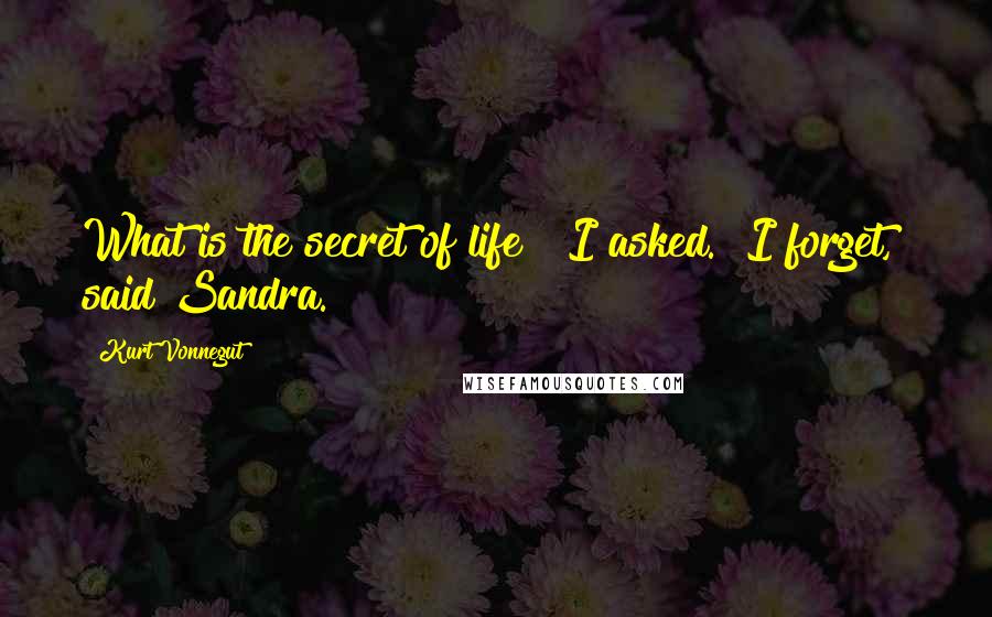 Kurt Vonnegut Quotes: What is the secret of life?" I asked. "I forget," said Sandra.