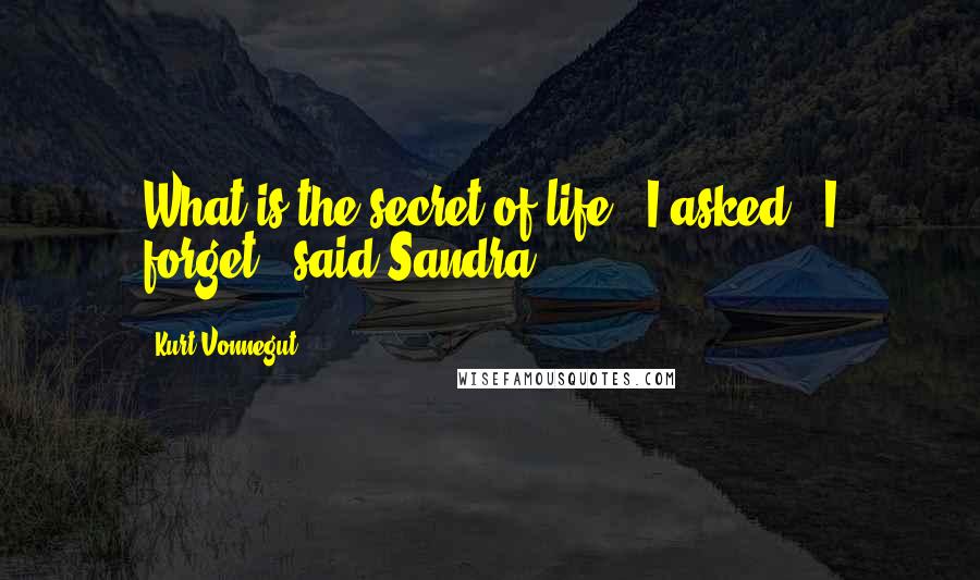 Kurt Vonnegut Quotes: What is the secret of life?" I asked. "I forget," said Sandra.