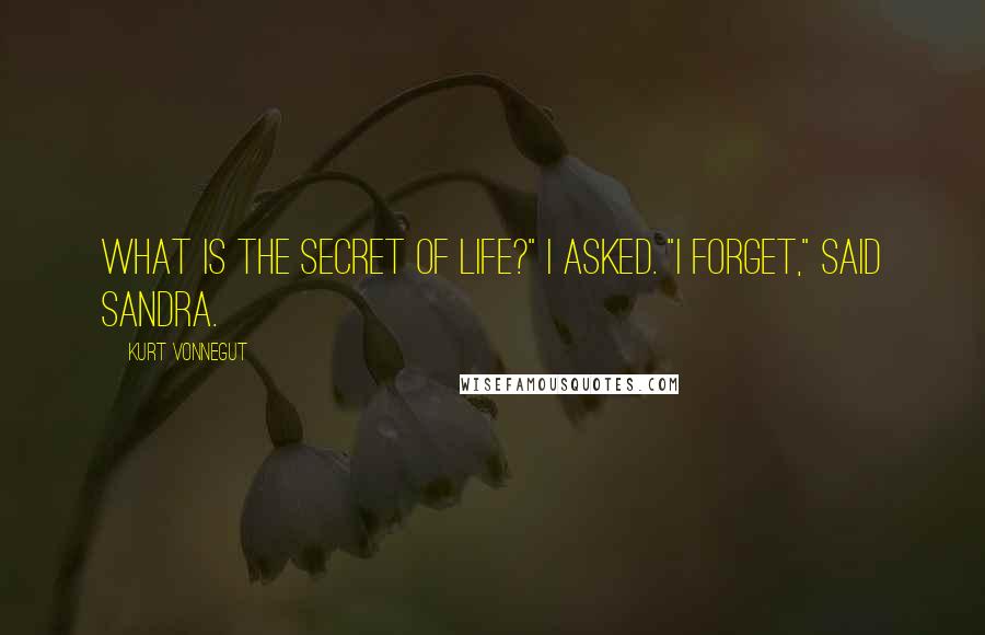 Kurt Vonnegut Quotes: What is the secret of life?" I asked. "I forget," said Sandra.