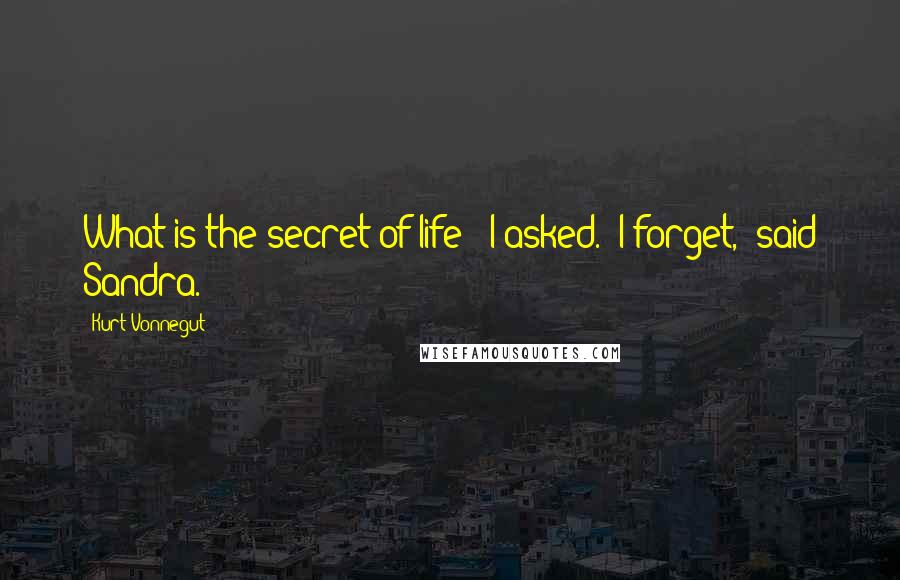 Kurt Vonnegut Quotes: What is the secret of life?" I asked. "I forget," said Sandra.