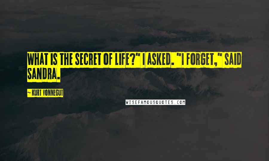 Kurt Vonnegut Quotes: What is the secret of life?" I asked. "I forget," said Sandra.