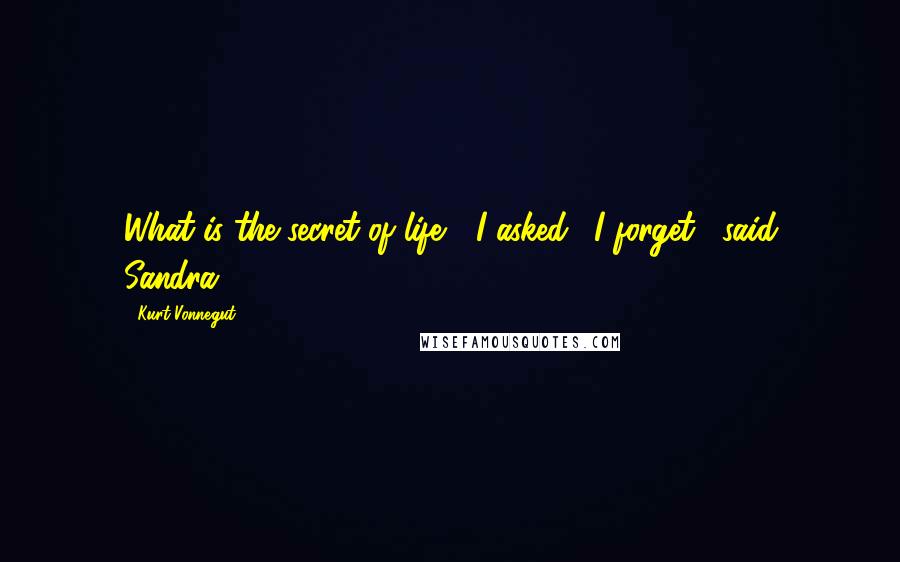 Kurt Vonnegut Quotes: What is the secret of life?" I asked. "I forget," said Sandra.