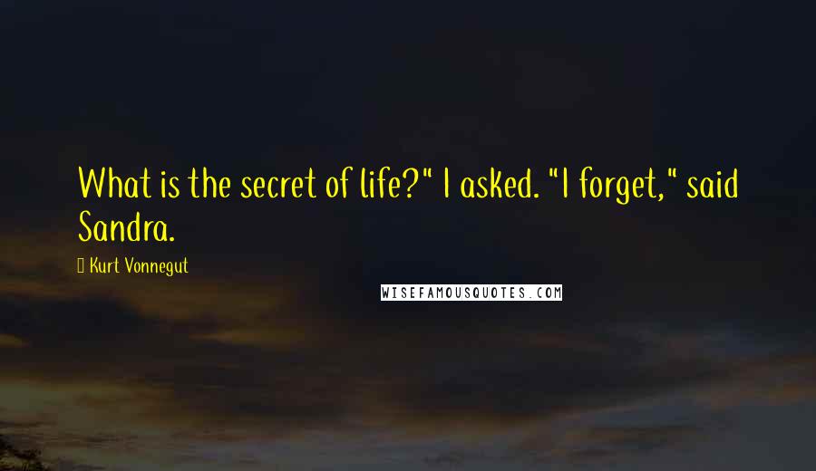 Kurt Vonnegut Quotes: What is the secret of life?" I asked. "I forget," said Sandra.