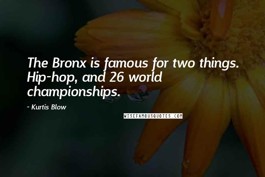 Kurtis Blow Quotes: The Bronx is famous for two things. Hip-hop, and 26 world championships.