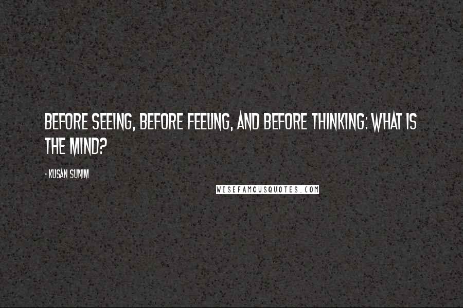 Kusan Sunim Quotes: Before seeing, before feeling, and before thinking: What is the mind?