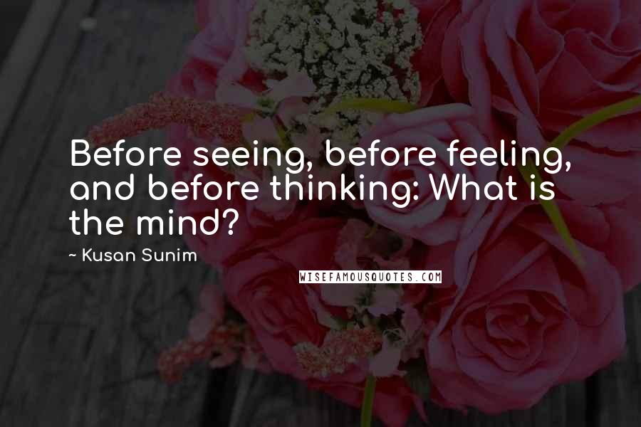 Kusan Sunim Quotes: Before seeing, before feeling, and before thinking: What is the mind?