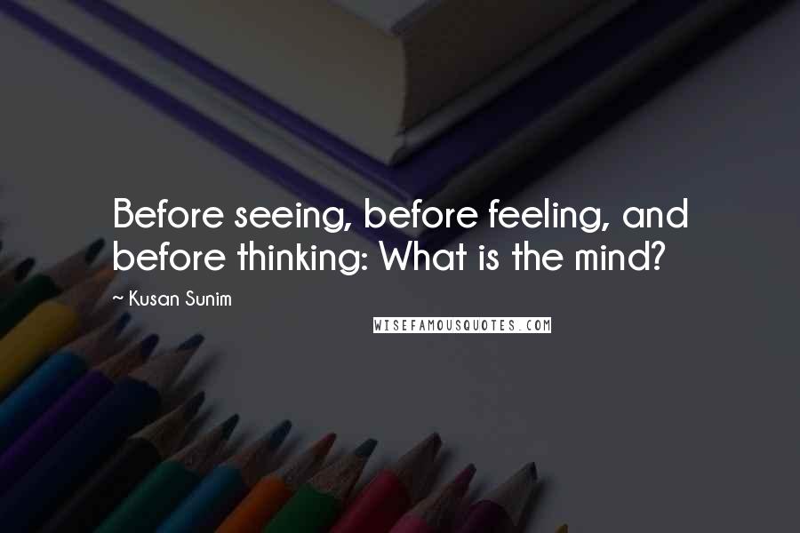 Kusan Sunim Quotes: Before seeing, before feeling, and before thinking: What is the mind?
