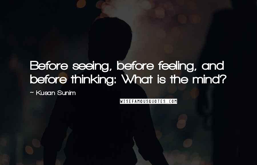 Kusan Sunim Quotes: Before seeing, before feeling, and before thinking: What is the mind?