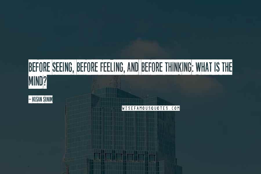 Kusan Sunim Quotes: Before seeing, before feeling, and before thinking: What is the mind?