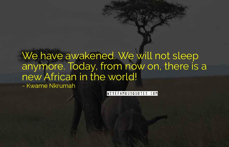 Kwame Nkrumah Quotes: We have awakened. We will not sleep anymore. Today, from now on, there is a new African in the world!