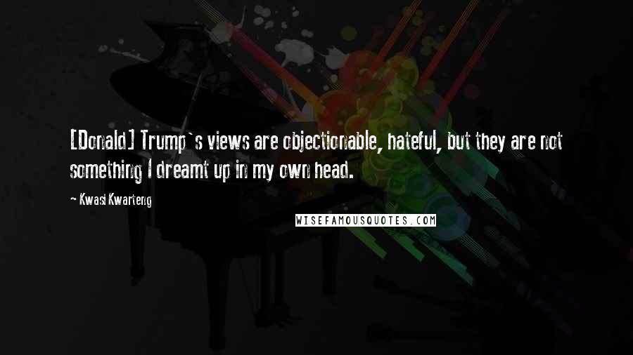 Kwasi Kwarteng Quotes: [Donald] Trump's views are objectionable, hateful, but they are not something I dreamt up in my own head.