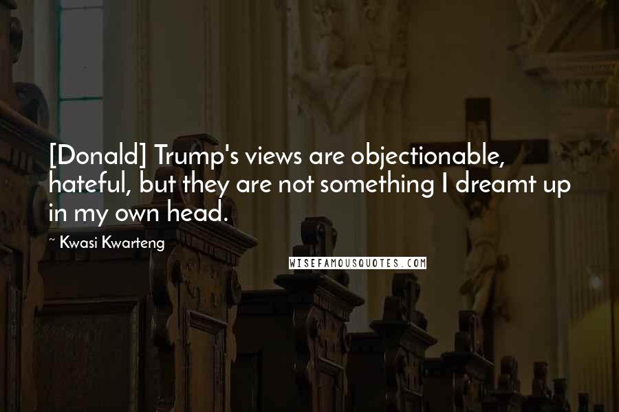 Kwasi Kwarteng Quotes: [Donald] Trump's views are objectionable, hateful, but they are not something I dreamt up in my own head.