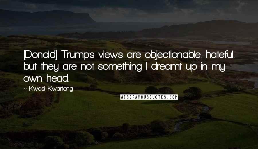 Kwasi Kwarteng Quotes: [Donald] Trump's views are objectionable, hateful, but they are not something I dreamt up in my own head.