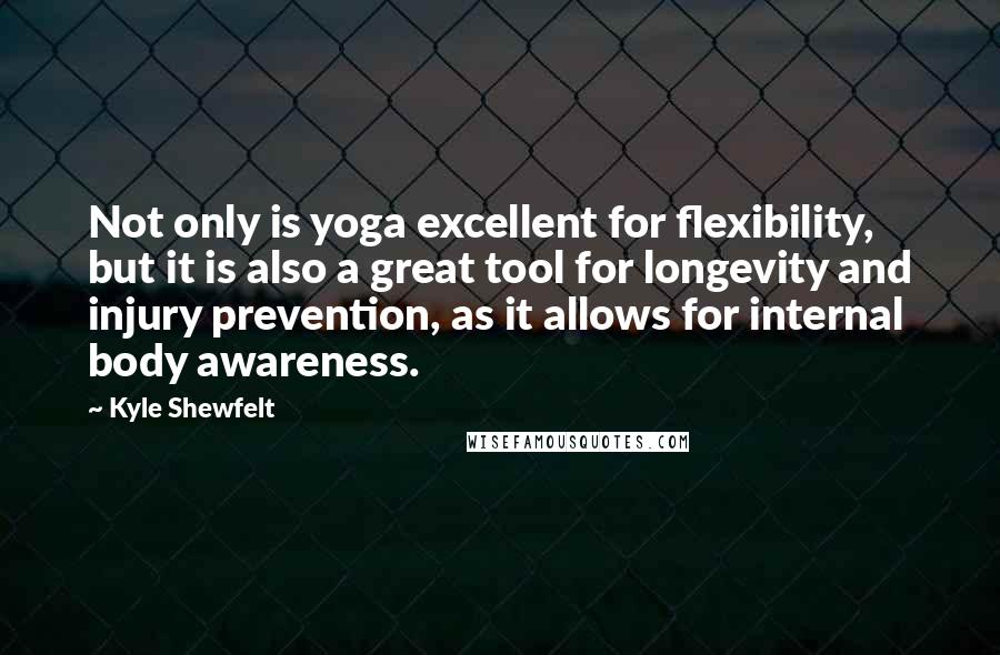 Kyle Shewfelt Quotes: Not only is yoga excellent for flexibility, but it is also a great tool for longevity and injury prevention, as it allows for internal body awareness.