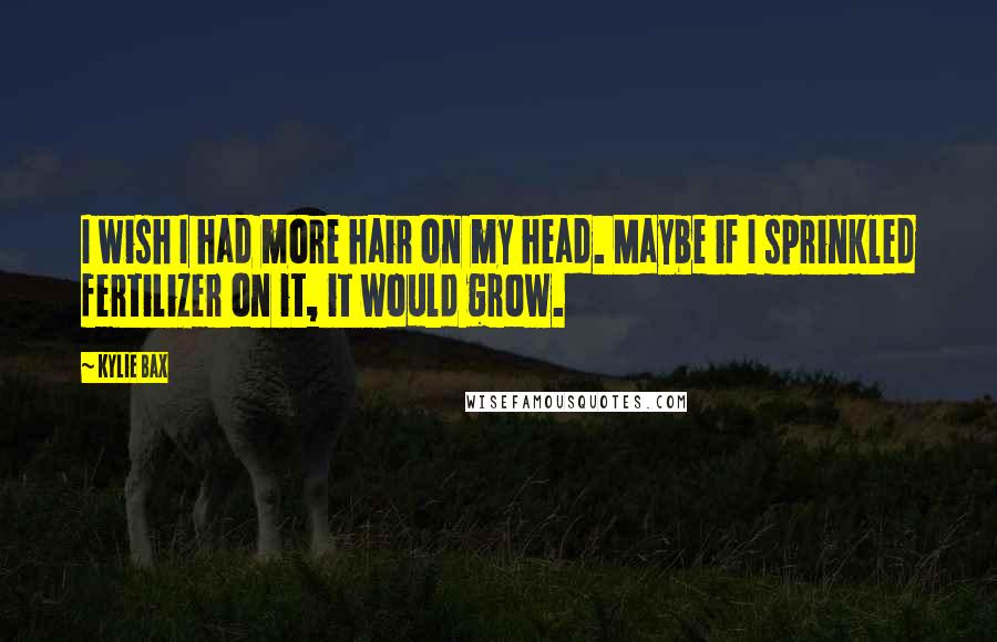 Kylie Bax Quotes: I wish I had more hair on my head. Maybe if I sprinkled fertilizer on it, it would grow.