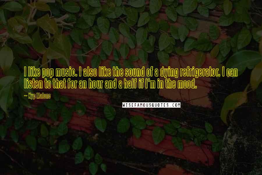 Kyp Malone Quotes: I like pop music. I also like the sound of a dying refrigerator. I can listen to that for an hour and a half if I'm in the mood.