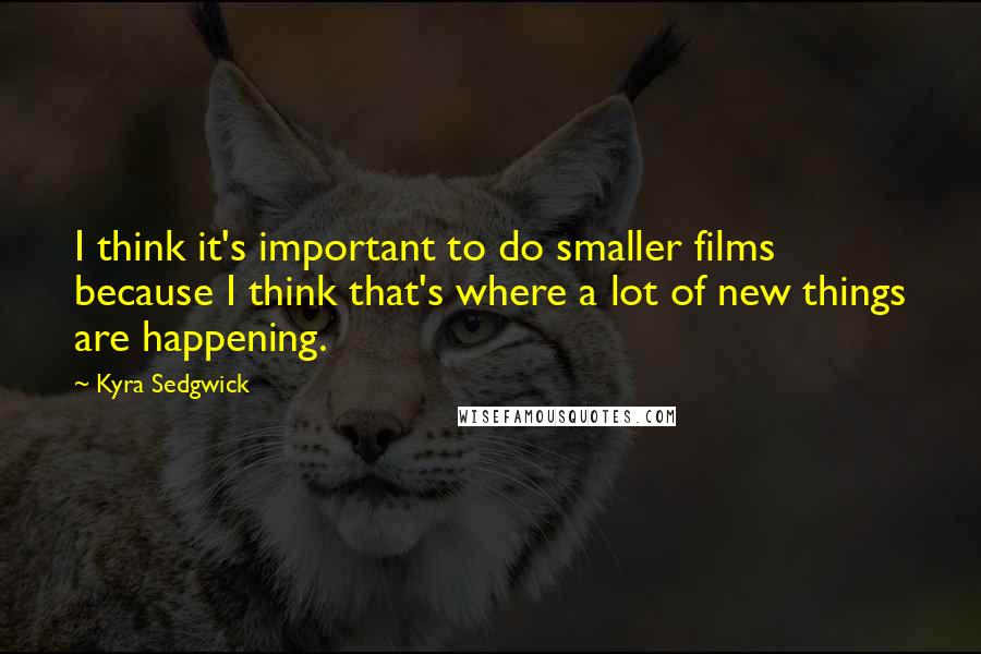 Kyra Sedgwick Quotes: I think it's important to do smaller films because I think that's where a lot of new things are happening.