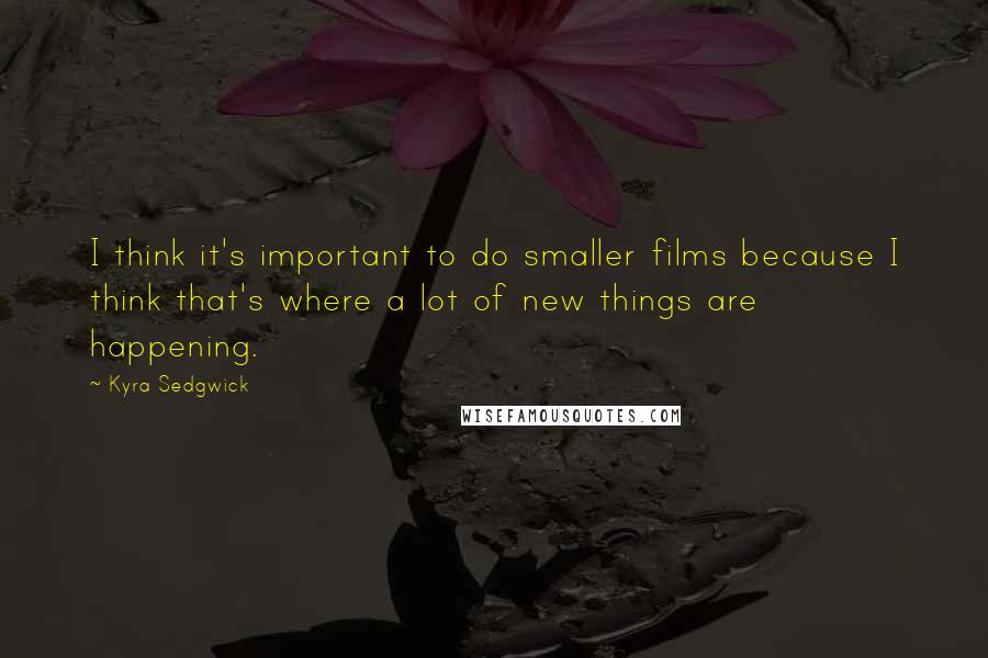 Kyra Sedgwick Quotes: I think it's important to do smaller films because I think that's where a lot of new things are happening.