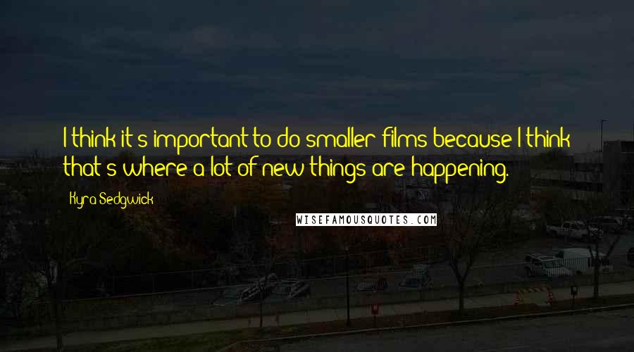 Kyra Sedgwick Quotes: I think it's important to do smaller films because I think that's where a lot of new things are happening.