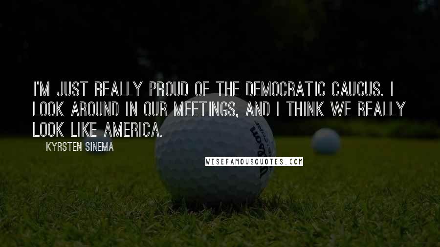 Kyrsten Sinema Quotes: I'm just really proud of the Democratic caucus. I look around in our meetings, and I think we really look like America.