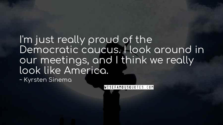 Kyrsten Sinema Quotes: I'm just really proud of the Democratic caucus. I look around in our meetings, and I think we really look like America.