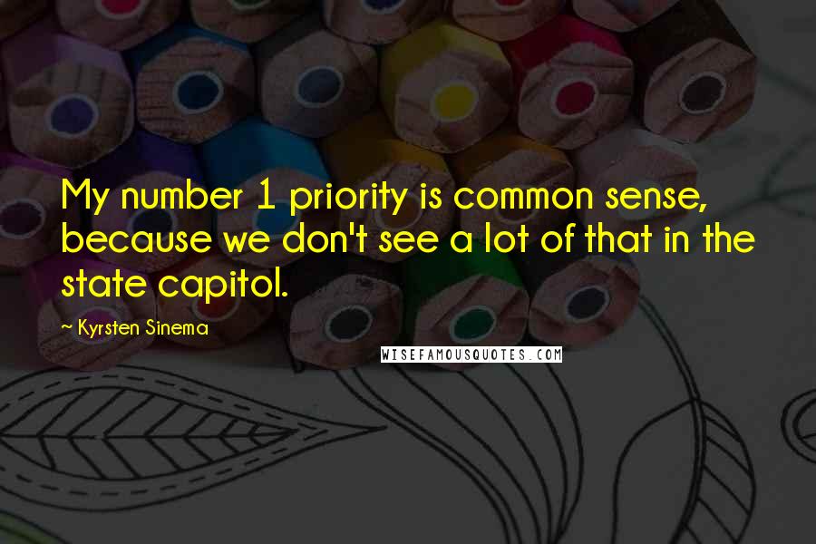 Kyrsten Sinema Quotes: My number 1 priority is common sense, because we don't see a lot of that in the state capitol.