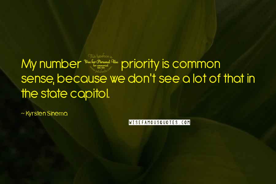 Kyrsten Sinema Quotes: My number 1 priority is common sense, because we don't see a lot of that in the state capitol.
