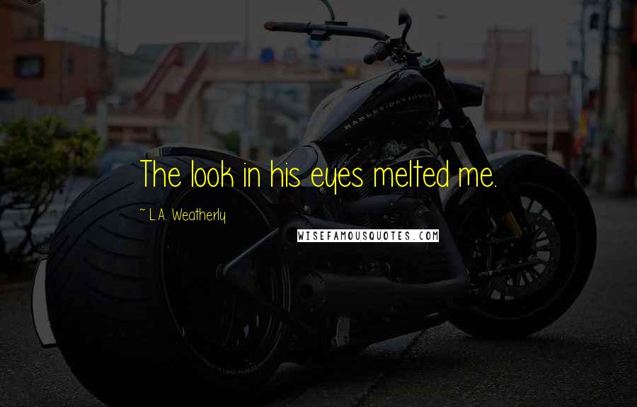 L.A. Weatherly Quotes: The look in his eyes melted me.