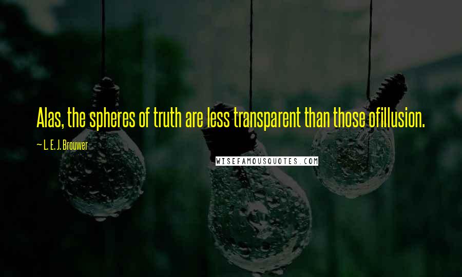 L. E. J. Brouwer Quotes: Alas, the spheres of truth are less transparent than those ofillusion.