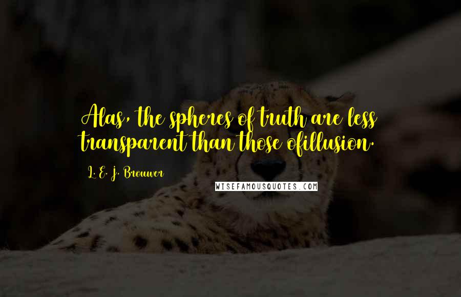 L. E. J. Brouwer Quotes: Alas, the spheres of truth are less transparent than those ofillusion.