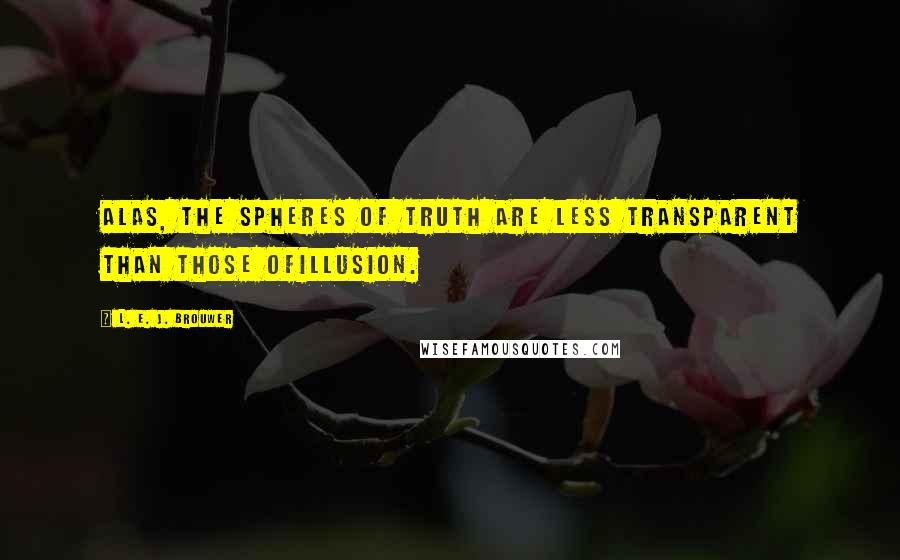 L. E. J. Brouwer Quotes: Alas, the spheres of truth are less transparent than those ofillusion.