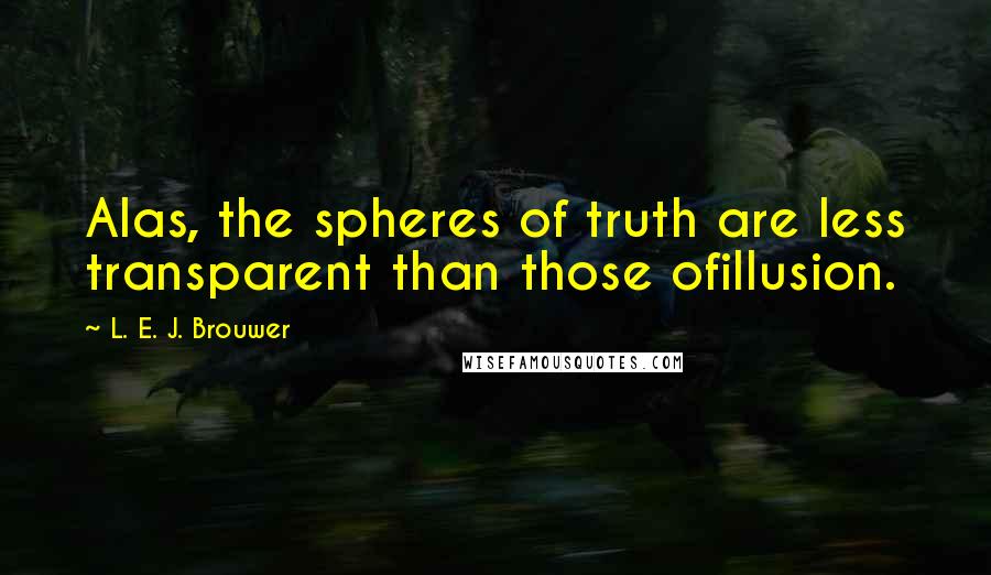 L. E. J. Brouwer Quotes: Alas, the spheres of truth are less transparent than those ofillusion.