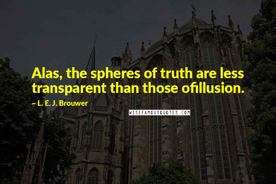 L. E. J. Brouwer Quotes: Alas, the spheres of truth are less transparent than those ofillusion.