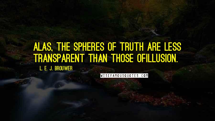 L. E. J. Brouwer Quotes: Alas, the spheres of truth are less transparent than those ofillusion.