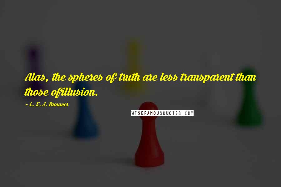 L. E. J. Brouwer Quotes: Alas, the spheres of truth are less transparent than those ofillusion.