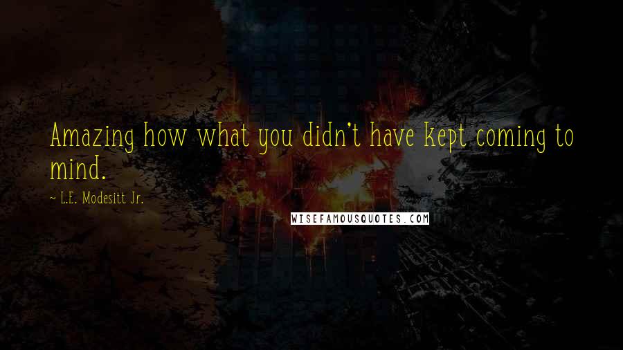 L.E. Modesitt Jr. Quotes: Amazing how what you didn't have kept coming to mind.