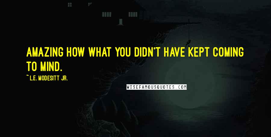 L.E. Modesitt Jr. Quotes: Amazing how what you didn't have kept coming to mind.