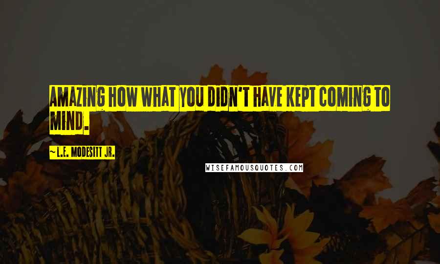 L.E. Modesitt Jr. Quotes: Amazing how what you didn't have kept coming to mind.